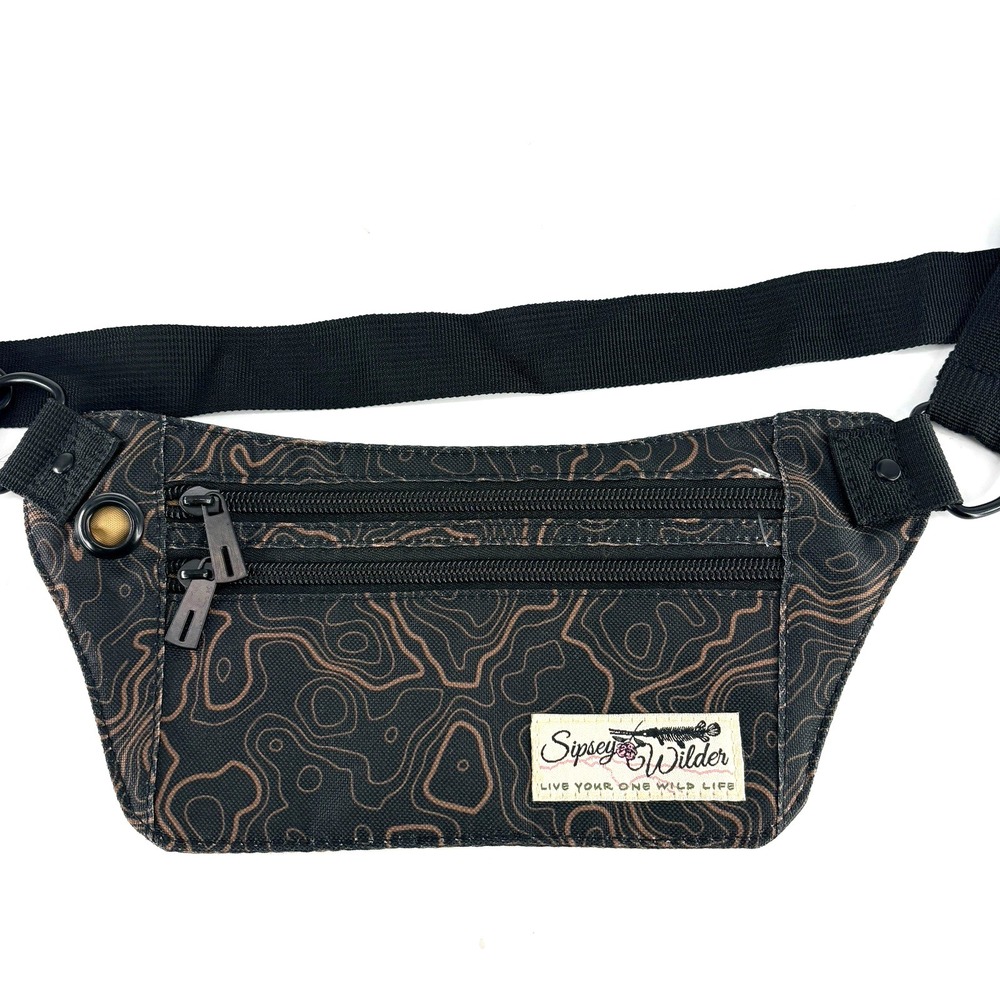 Sipsey Wilder Topographic Pocket Belt Slim Hip Waist Bag Black Belt Bag